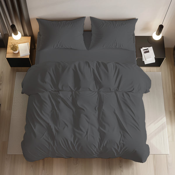 800 TC Charcoal Grey Bedsheet (Set of 3 + 2 free products)