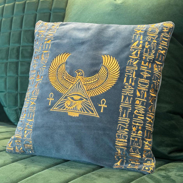 Velvet Eye of Horus Cushion Cover